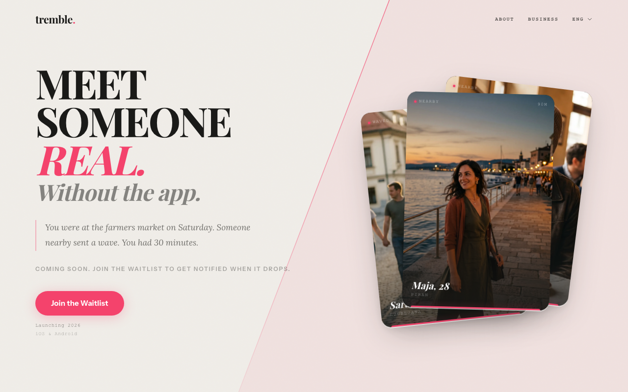Tremble Website Live Screenshot